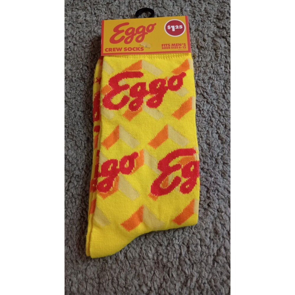 Eggo Waffles Funny Men's Novelty Crew Socks 1 Pair  Shoe 6-12